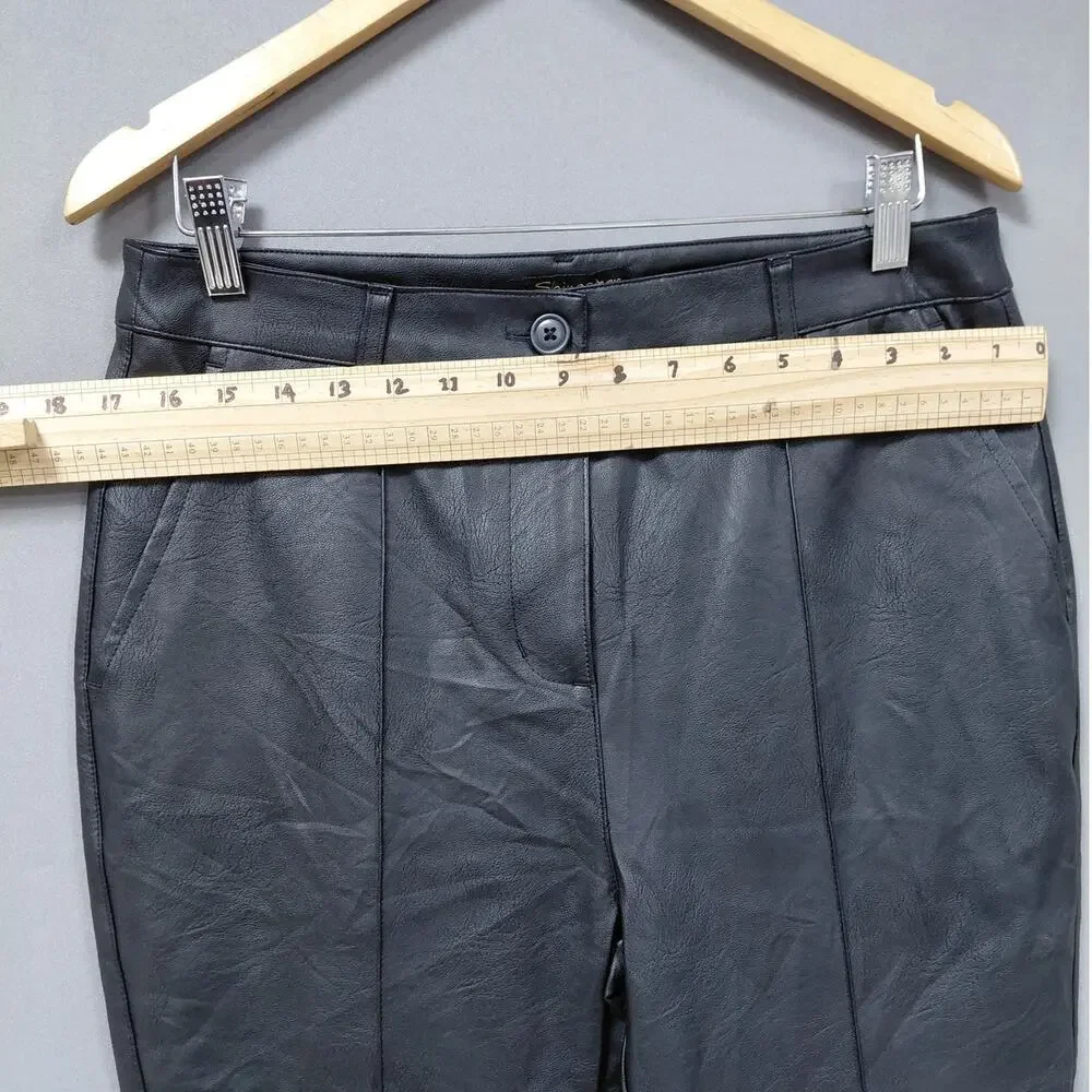 NWT Shinestar Vegan Black Bootcut Flare Lined Pants Women Size L
